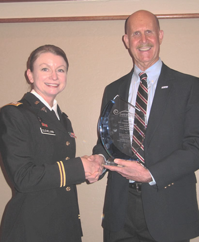 CPT Cleveland, Dr. John Howard (NIOSH) presenting SIS Award. Photo courtesy of Rick Neitzel