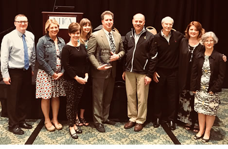 L to R: Rick Neitzel (Safe-in-Sound Committee); Stephanie Griffin (Safe-in-Sound Committee); Kristy Casto, (Safe-in-Sound Committee); Deanna Meinke (Safe-in-Sound Committee), Collin Drennen (TCAPS, U.S. Army) , Scott Schneider (Safe-in-Sound Committee);  Dennis Driscoll (Safe-in-Sound Committee);  Colleen LePrell  (NHCA President), Thais C. Morata (NIOSH).