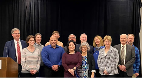 Back row:  John Allen (NASA Headquarters), Holly Smith-Dalenberg (NASA-Johnson Space Center), Andrew Boone (NASA-Johnson Space Center), Richard Danielson (NASA-Johnson Space Center/Baylor College of Medicine), Christopher Allen, (NASA- Johnson Space Center), Laurie Wells (Safe-in-Sound), Ted Madison (Safe-in-Sound)