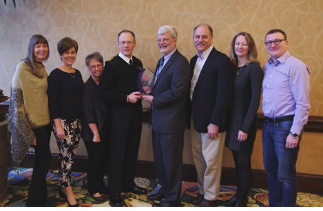 L to R: Deanna Meinke (Safe-in-Sound Committee), Kristy Casto, (Safe-in-Sound Committee);  Vickie Tuten  (NHCA President), David Byrne (NIOSH),  Kurt Yankaskas (Office of Naval Research),  Scott Schneider (Safe-in-Sound Committee);  Laurie Wells (Council for Accreditation in Occupational Hearing Conservation, Safe-in-Sound Committee), Rick Neitzel (Safe-in-Sound Committee).